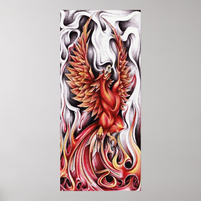 Flamor av Phoenix 12"x27"-Poster Poster (Framsidan)