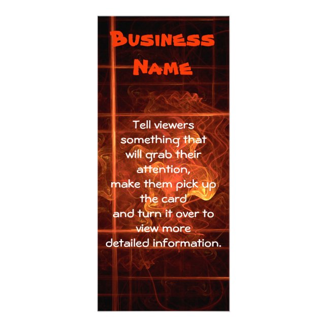 Flamor över svart reklamkort (Framsidan)