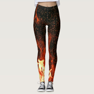 Flamor Red Hett Black Fire Tävla Modern Leggings
