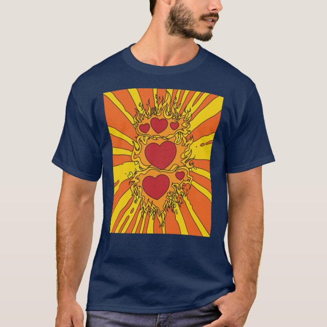 Flamor som brinner hjärtat vid brand t shirt (Framsida)