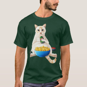Flampunkt Siamesisk vit katt med läsk och sna T Shirt