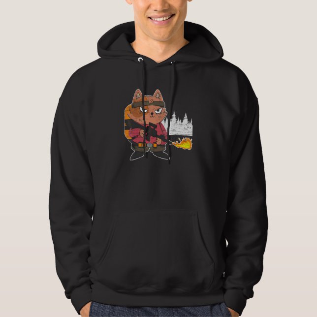 Flamspruta   Eldkastare Het Bränn Katt Hoodie (Framsida)