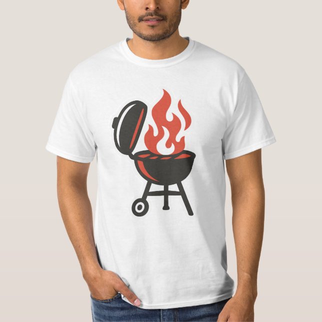 Flamstödraster BBQ-huvuddesign T Shirt (Framsida)