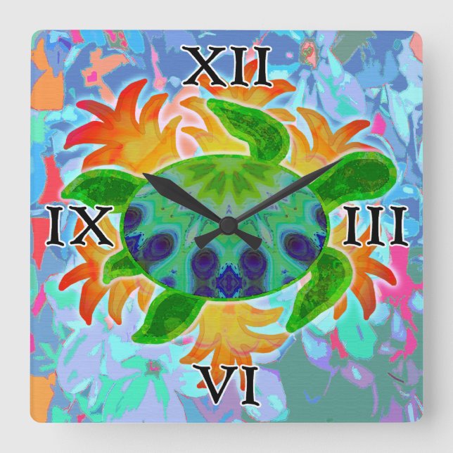 Flamt Turtle Square Wall Clock Fyrkantig Klocka (Framsida)