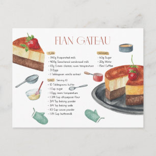 Flan Gateau Recipe-vykort Vykort