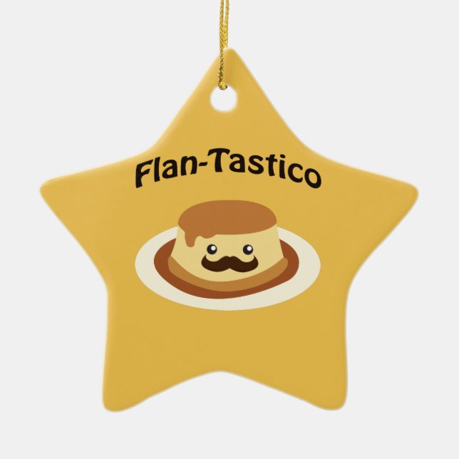 Flan-Tastico! Cute Flan Julgransprydnad Keramik (Framsidan)