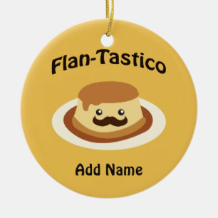 Flan-Tastico! Gullig Flan Julgransprydnad Keramik
