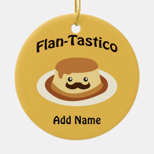 Flan-Tastico! Gullig Flan Julgransprydnad Keramik (Framsidan)
