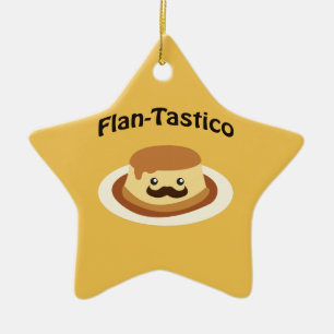 Flan-Tastico! Gullig Flan Julgransprydnad Keramik
