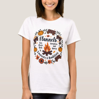 Flanals Fall Shirt, Pumpkins Hayrides Bonfire T Shirt