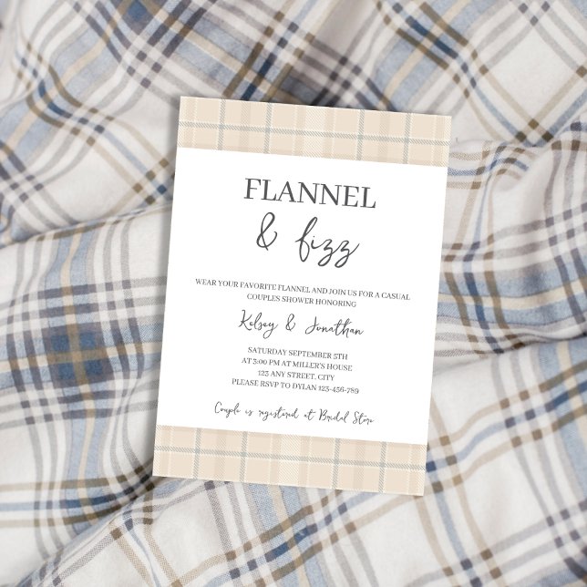 Flanals & Fizz Fall Rustic Avslappnad Par Shower Inbjudningar (Flannel & Fizz Fall Rustic Casual Couples Shower Invitation)