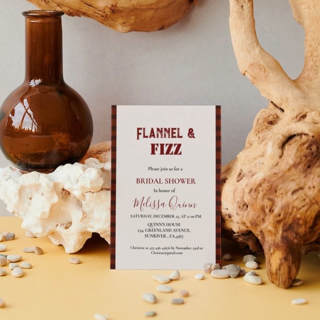 Flanals & fizz vinterröd och svart möhippa inbjudningar (Skapare uppladdad)