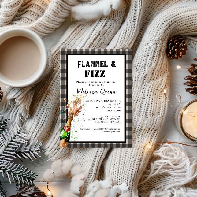 Flanals & fizz vintersvartvitt möhippa inbjudningar (Skapare uppladdad)