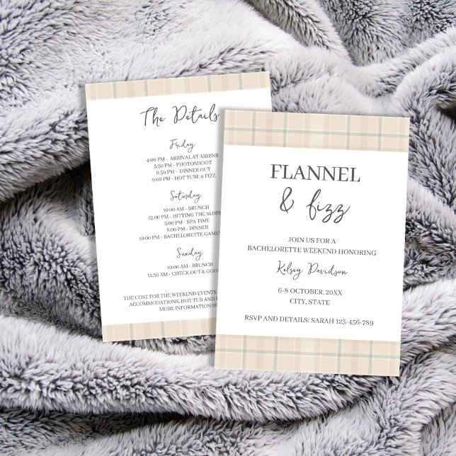 Flanals & Fizz Winter Chic Bachelorette Helg Inbjudningar (Flannel & Fizz Winter Chic Bachelorette Weekend Invitation)