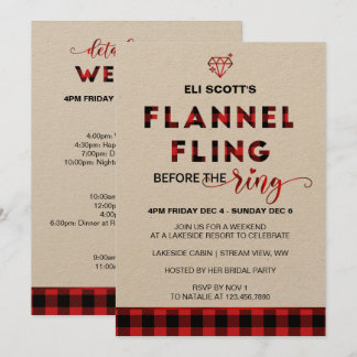 Flanals Fling Bachelorette Bjud + Intervall Inbjudningar