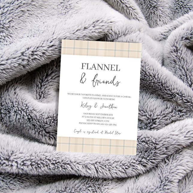 Flanals & Friends Rustic Fall Par Shower Inbjudningar (Flannel & Friends Rustic Fall Couples Shower Invitation)
