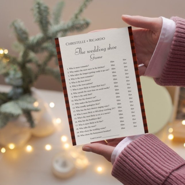 Flanals & friz bröllop-skobaspel, bachelorette-vil meddelande (Skapare uppladdad)