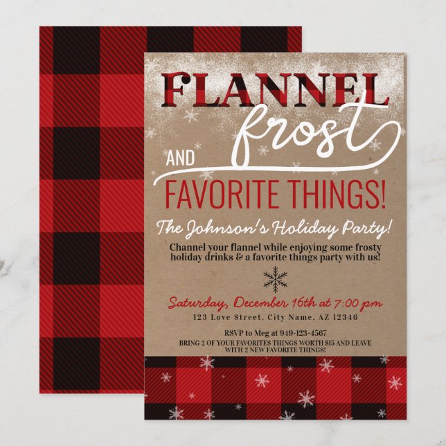 Flanals, Frost & Favorite Sak Julfest Inbjudningar (Fram/baksida)