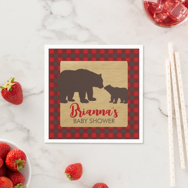 Flanals Mamma Bear Baby Shower Napkins Pappersservett (Insitu)