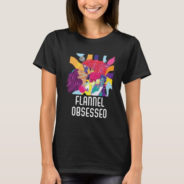 Flanals Obssed Bisexual Rainbow Pride Bisexualit T Shirt (Framsida)