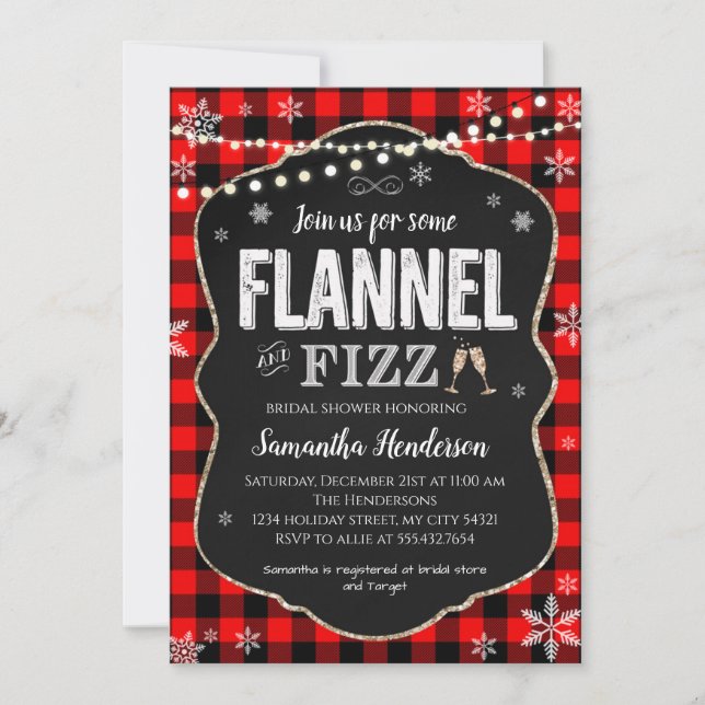 Flanals och Fizz Möhippa Buffalo plaid Inbjudningar (Framsida)