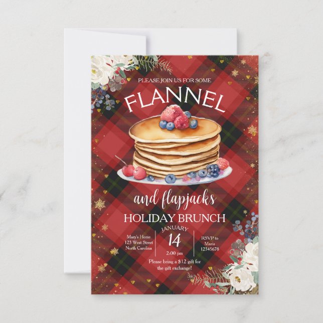 Flanals och Flapjacks Helgdag Brunch Inbjudningar (Framsida)