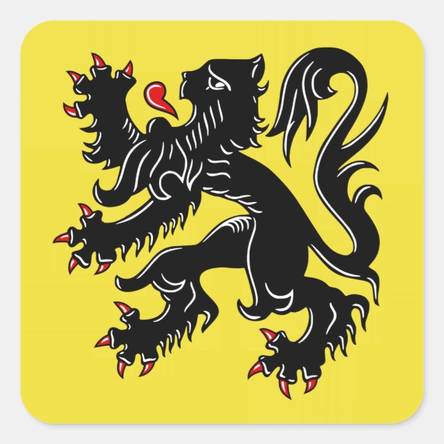 Flandern (Belgien) Flagga Fyrkantigt Klistermärke (Framsida)