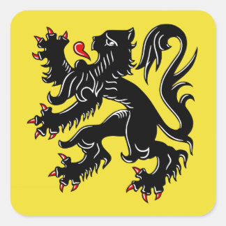Flandern (Belgien) Flagga Fyrkantigt Klistermärke