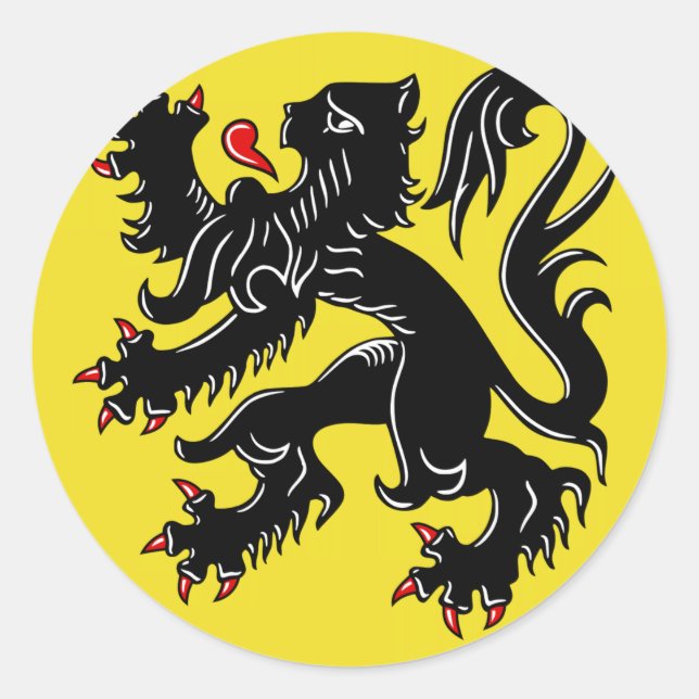 Flandern (Belgien) Flagga Runt Klistermärke (Framsida)