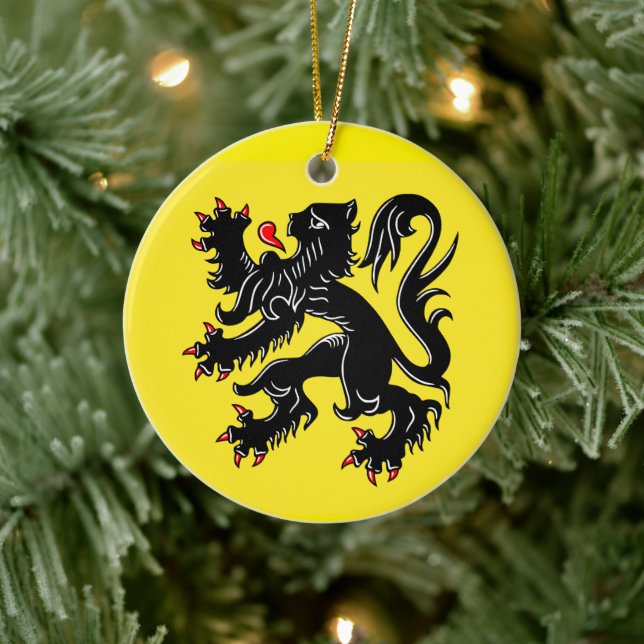 Flanderns flagga julgransprydnad keramik (Träd)
