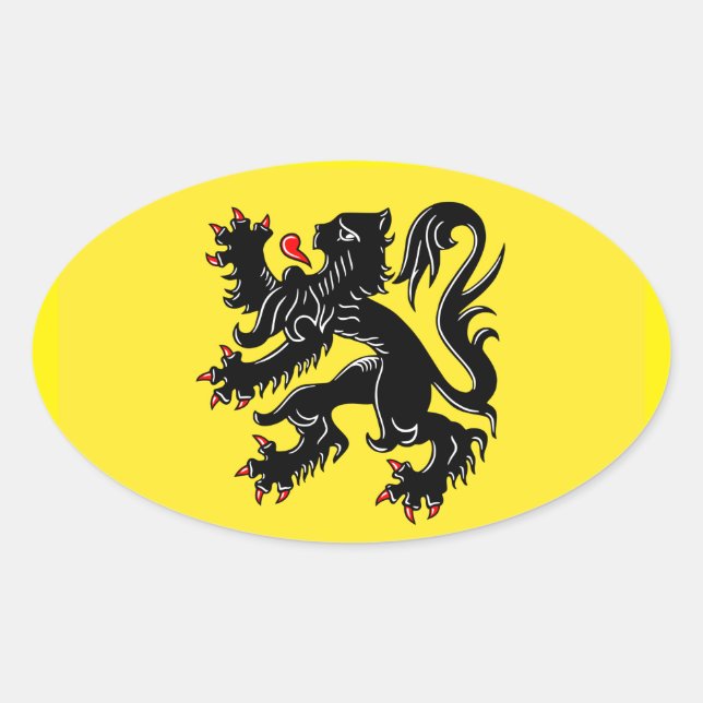 Flanderns flagga ovalt klistermärke (Framsida)