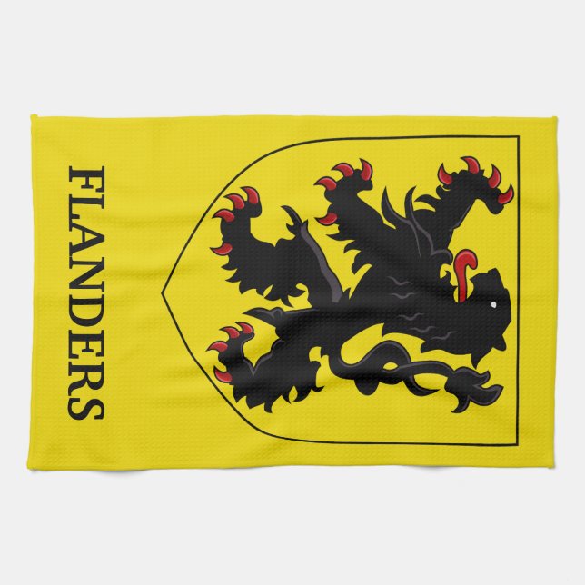 Flanderns vapen heraldisk lejon kökshandduk (Horisontell)