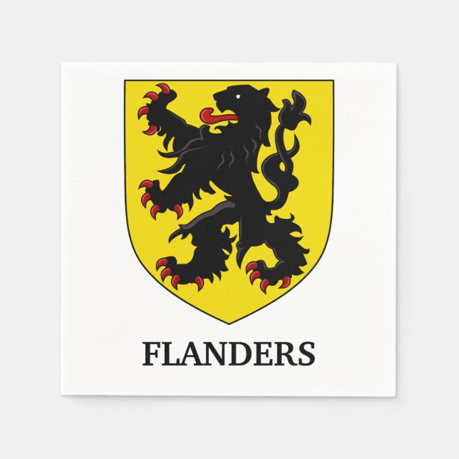 Flanderns vapen heraldisk lejon pappersservett (Framsidan)