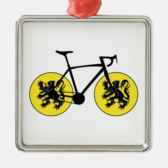 Flanders Flagga Cycling Julgransprydnad Metall (Framsidan)