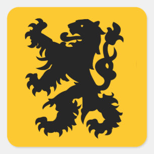 Flanders Lejon Emblem Fyrkantigt Klistermärke