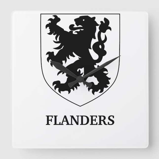 Flanders Lejon Grafisk Design Konst Fyrkantig Klocka (Framsida)