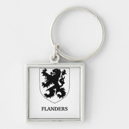Flanders Lejon Grafisk Design Konst Fyrkantig Silverfärgad Nyckelring