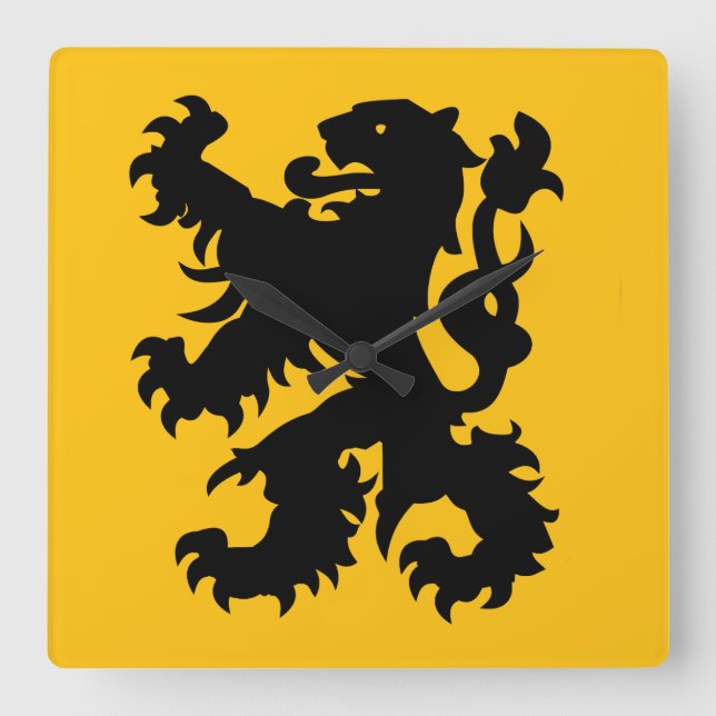 Flanders Lejonets emblem Fyrkantig Klocka (Framsida)