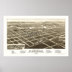 Flandreau, SD Panoramic Karta - 1883 Poster