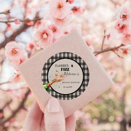 Flanell & fizz vinter svart & vit bröllopsdusch runt klistermärke