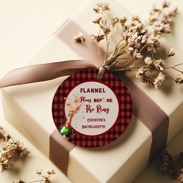 Flanell Fling före ringen   röd kartrutig möhippa Gåvor Etiketter (Skapare uppladdad)