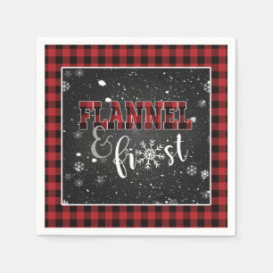 Flanell och Frost Pappersservett - Röd - Snö