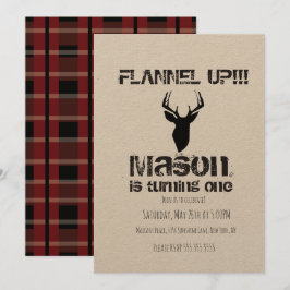 Flanell Up Plaid Jul Vinter Födelsedagsfest Inbjudningar