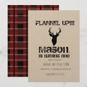 Flanell Up Plaid Jul Vinter Födelsedagsfest Inbjudningar