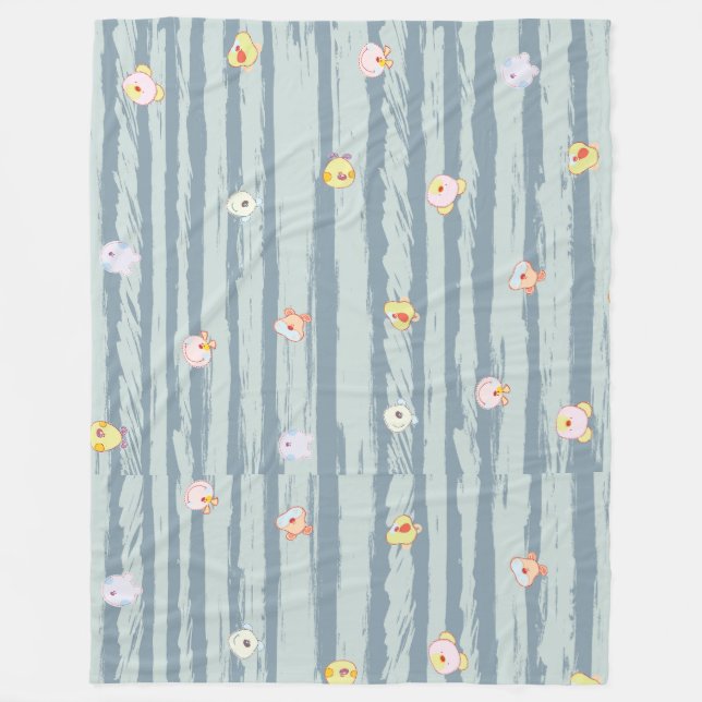 Flanellfilt (Stor 60" x 80") – Whimsy Faces Fleecefilt (Framsidan)