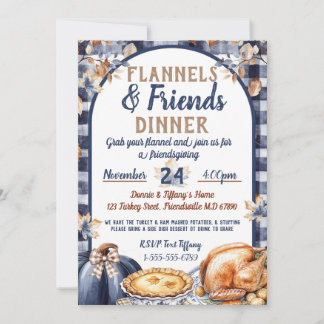 Flannel and Friends Friendsgiving Thanksgiving Inbjudningar