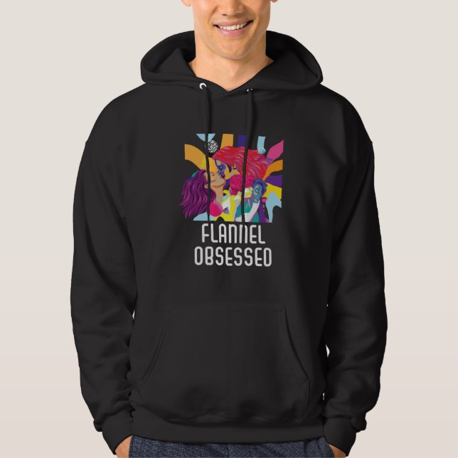 Flannel Obsessed Bisexual Rainbow Pride Bisexualit Hoodie (Framsida)