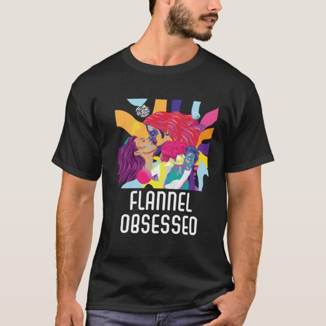 Flannel Obsessed Bisexual Rainbow Pride Bisexualit T Shirt (Framsida)
