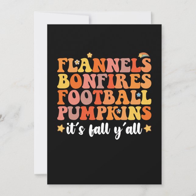 Flannels Bonfire Football Pumpkins Det är Fall Y'a Inbjudningar (Framsida)