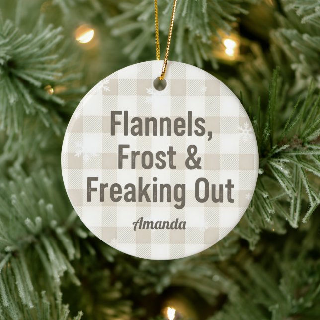 Flannels Frost and Freaking Out Funny Christmas Julgransprydnad Keramik (Träd)